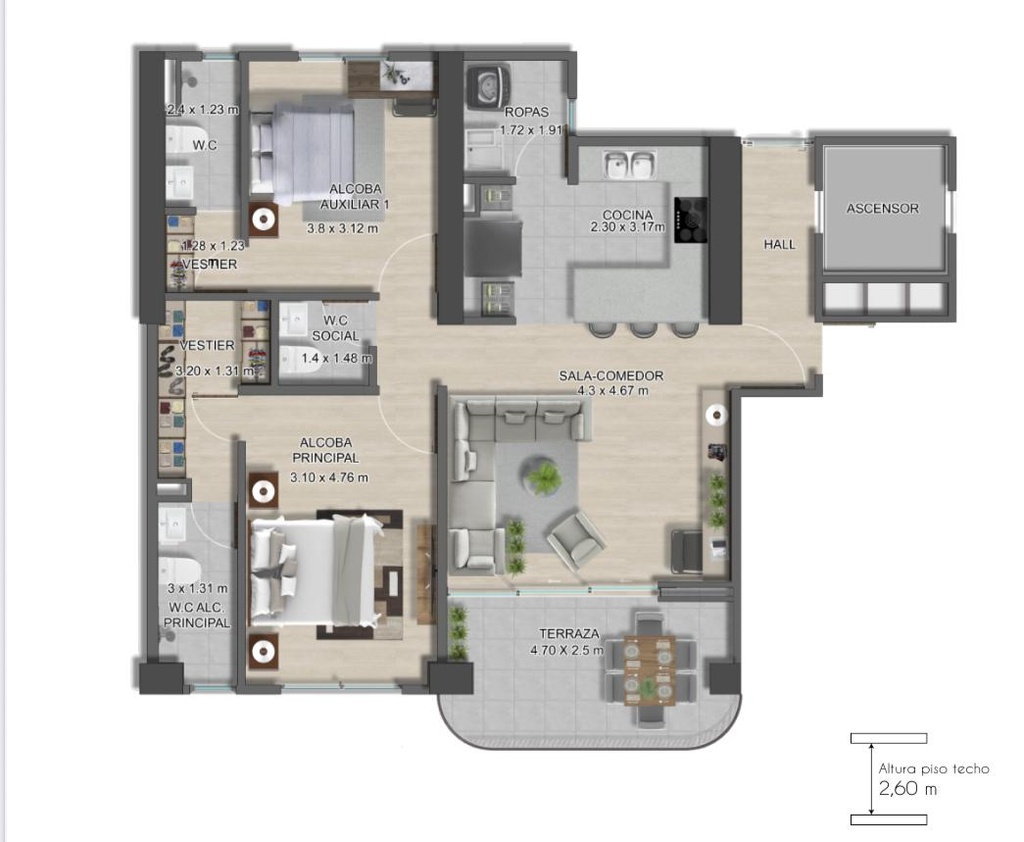 Apartamento en cesión en Proyecto Cerritos 